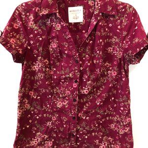 Sonoma Brand, Small, Maroon, Floral Button Down Shirt